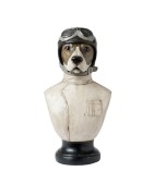 Grande Figurine Buste Chien Personnifié Aviateur ou Motard