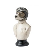 Grande Figurine Buste Chien Personnifié Aviateur ou Motard