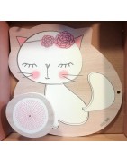 Patère Porte Manteau Enfant et Deux Cintres Assortis Chat Rose Lovely Tribu promotion