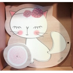 Patère Porte Manteau Enfant et Deux Cintres Assortis Chat Rose Lovely Tribu promotion