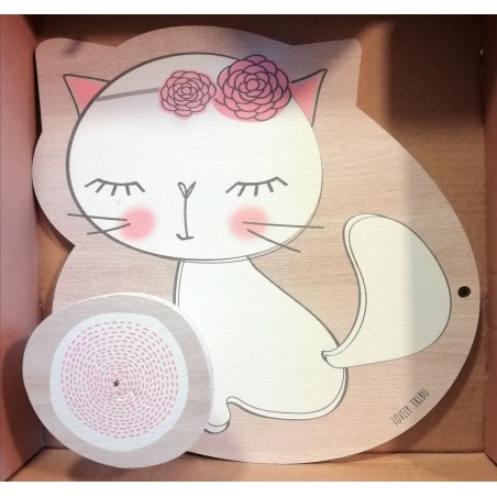 Patère Porte Manteau Enfant et Deux Cintres Assortis Chat Rose Lovely Tribu promotion