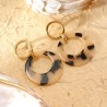 Boucles d'oreilles dorées pendantes cercle résine léopard