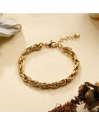 Bracelet Chaîne Dorée Maille Torsadée Tressée