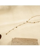 Collier en Y Chaîne Dorée Avec Pampilles en Forme de Pastilles, Lisses