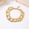 Bracelet chaîne large maillons géométriques dorés effet miroir