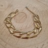 Bracelet chaîne large maillons géométriques dorés effet miroir