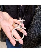 Sautoir Jade Lidia en Agate Noire et Pendentif en Métal Argenté ATELIER BLOW BIJOUX