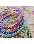 Bracelet Coulissant Cocoon Perles de Cristal et Lien Doré La Balinaise Jewelry