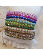 Bracelet Coulissant Cocoon Perles de Cristal et Lien Doré La Balinaise Jewelry