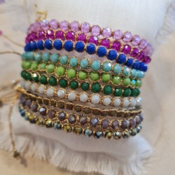 Bracelet Coulissant Cocoon Perles de Cristal et Lien Doré La Balinaise Jewelry