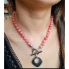 Collier Nila 40cm en Jade Corail et Métal Argenté Atelier Blow Bijoux