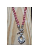 Collier Nila 40cm en Jade Corail et Métal Argenté Atelier Blow Bijoux