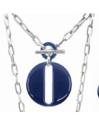 Collier Bianca 40cm Métal Argenté et Résine Bleu Marine ATELIER BLOW BIJOUX