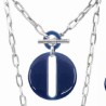 Collier Bianca 40cm Métal Argenté et Résine Bleu Marine ATELIER BLOW BIJOUX