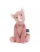 Grobisou la Peluche Rhinocéros Rose, les Déglingos