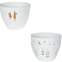 Photophore Blanc Perforé Design Anges, ou Maisons Etoilées, Räder Designn