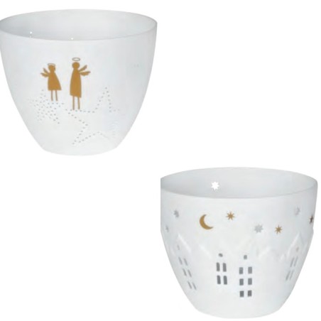 Photophore Blanc Perforé Design Anges, ou Maisons Etoilées, Räder Designn