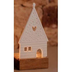 Façade de Maison Type Pain d'Epice Photophore sur Socle Bois Räder Design