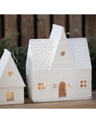 Maison Style "Pain d'Epices" Photophore ou Déco en Porcelaine Blanche Räder Design