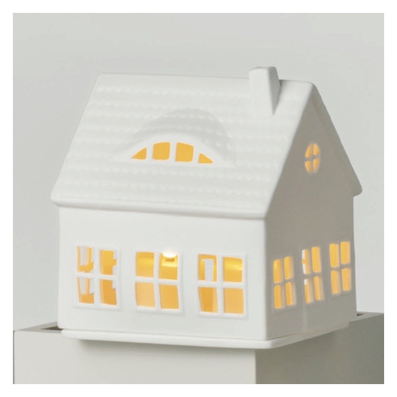 Grande Maison aux Lucarnes Photophore en Porcelaine Blanche Räder Design