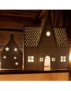 Maison Style "Pain d'Epices" Photophore ou Déco en Porcelaine Blanche Räder Design