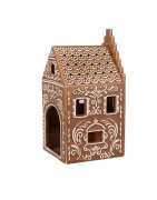 Photophore Maison en Porcelaine Style Pain d'Epices Marron à Créneaux Clayre et Eef