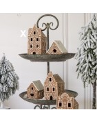 Photophore Maison en Porcelaine Style Pain d'Epices Marron à Fronton Pointu Clayre et Eef