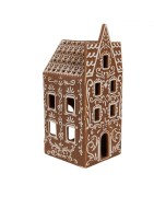 Photophore Maison en Porcelaine Style Pain d'Epices Marron à Fronton Pointu Clayre et Eef