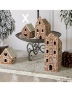 Photophore Maison en Porcelaine Style Pain d'Epices Marron à Toit Blanc Clayre et Eef