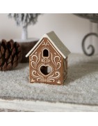 Photophore Maison en Porcelaine Style Pain d'Epices Marron à Toit Blanc Clayre et Eef