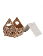 Photophore Maison en Porcelaine Style Pain d'Epices Marron à Toit Blanc en "V" Clayre et Eef