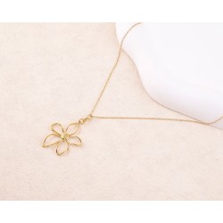 Collier avec Fleur Ajourée en Acier Dore  IKITA
