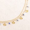 Collier Deux Rangs, Pendentifs Feuille de Gingko, Perles en Pierre Naturelle  IKITA