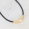 Collier sur Cordon Noir avec Pièce Courbe en Acier Doré  IKITA