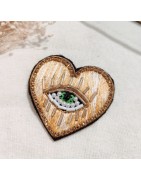 Broches Brodées Coeur, Chat, Oeil, Fleur, Milë Mila