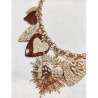 Collier avec Gros Pendentifs Coeur et Ex-Votos en Acier Doré et Résine Milë Mila