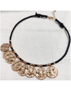 Collier sur Cordon Noir et Breloques Pièces avec Coeur Embossé Milë Mila