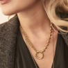 Collier en Acier Doré Anneau, Double Chaîne et Chaîne Boule MILË MILA