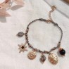 Bracelet à Breloques en Acier Doré sur Cordon Gris et Noir MILË MILA